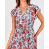 imageBTFBM Women Summer Bohemian Floral Casual Wrap V Neck Ruffle Cap Sleeveless Belt ALine Pleated Hem Midi Sun Dress WhiteBlue Red Flower