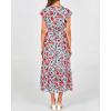 imageBTFBM Women Summer Bohemian Floral Casual Wrap V Neck Ruffle Cap Sleeveless Belt ALine Pleated Hem Midi Sun Dress WhiteBlue Red Flower