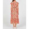 imageBTFBM Women Summer Bohemian Floral Casual Wrap V Neck Ruffle Cap Sleeveless Belt ALine Pleated Hem Midi Sun Dress WhiteFloral Orange Pink Red