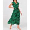 imageBTFBM Women Summer Bohemian Floral Casual Wrap V Neck Ruffle Cap Sleeveless Belt ALine Pleated Hem Midi Sun Dress WhiteGreen Big Floral