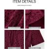 imageBTFBM Womens Boho Summer Dresses 2026 Spring V Neck Short Sleeve Hollow Out Lace Ruffle Casual Beach Mini Vacation DressBurgundy