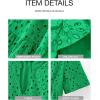 imageBTFBM Womens Boho Summer Dresses 2026 Spring V Neck Short Sleeve Hollow Out Lace Ruffle Casual Beach Mini Vacation DressGreen
