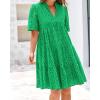 imageBTFBM Womens Boho Summer Dresses 2026 Spring V Neck Short Sleeve Hollow Out Lace Ruffle Casual Beach Mini Vacation DressGreen