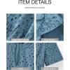 imageBTFBM Womens Boho Summer Dresses 2026 Spring V Neck Short Sleeve Hollow Out Lace Ruffle Casual Beach Mini Vacation DressGrey Blue