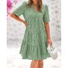 imageBTFBM Womens Boho Summer Dresses 2026 Spring V Neck Short Sleeve Hollow Out Lace Ruffle Casual Beach Mini Vacation DressGrey Green