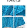 imageBTFBM Womens Boho Summer Dresses 2026 Spring V Neck Short Sleeve Hollow Out Lace Ruffle Casual Beach Mini Vacation DressLake Blue