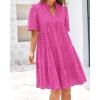 imageBTFBM Womens Boho Summer Dresses 2026 Spring V Neck Short Sleeve Hollow Out Lace Ruffle Casual Beach Mini Vacation DressRose Red