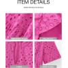 imageBTFBM Womens Boho Summer Dresses 2026 Spring V Neck Short Sleeve Hollow Out Lace Ruffle Casual Beach Mini Vacation DressRose Red