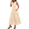 imageBTFBM Womens Summer Maxi Dress 2026 Spring Boho Vacation Ruffle Flutter Short Sleeve A Line Tiered Flowy Dresses PocketsApricot