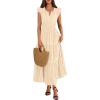 imageBTFBM Womens Summer Maxi Dress 2026 Spring Boho Vacation Ruffle Flutter Short Sleeve A Line Tiered Flowy Dresses PocketsApricot
