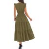 imageBTFBM Womens Summer Maxi Dress 2026 Spring Boho Vacation Ruffle Flutter Short Sleeve A Line Tiered Flowy Dresses PocketsArmy Green