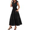 imageBTFBM Womens Summer Maxi Dress 2026 Spring Boho Vacation Ruffle Flutter Short Sleeve A Line Tiered Flowy Dresses PocketsBlack