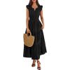 imageBTFBM Womens Summer Maxi Dress 2026 Spring Boho Vacation Ruffle Flutter Short Sleeve A Line Tiered Flowy Dresses PocketsBlack