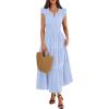 imageBTFBM Womens Summer Maxi Dress 2026 Spring Boho Vacation Ruffle Flutter Short Sleeve A Line Tiered Flowy Dresses PocketsLight Blue