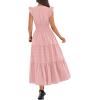 imageBTFBM Womens Summer Maxi Dress 2026 Spring Boho Vacation Ruffle Flutter Short Sleeve A Line Tiered Flowy Dresses PocketsPink