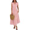 imageBTFBM Womens Summer Maxi Dress 2026 Spring Boho Vacation Ruffle Flutter Short Sleeve A Line Tiered Flowy Dresses PocketsPink
