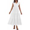 imageBTFBM Womens Summer Maxi Dress 2026 Spring Boho Vacation Ruffle Flutter Short Sleeve A Line Tiered Flowy Dresses PocketsWhite