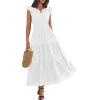 imageBTFBM Womens Summer Maxi Dress 2026 Spring Boho Vacation Ruffle Flutter Short Sleeve A Line Tiered Flowy Dresses PocketsWhite