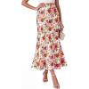 imageBTFBM Midi Skirts for Women 2026 Summer Spring Lightweight A Line High Waisted Wedding Guest Party Silk Long SkirtFloral White Multicolored