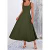 imageBTFBM Elegant Cocktail Dresses for Women 2026 Summer Square Neck Sleeveless A Line Formal Wedding Guest Party Maxi DressArmy Green