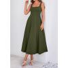 imageBTFBM Elegant Cocktail Dresses for Women 2026 Summer Square Neck Sleeveless A Line Formal Wedding Guest Party Maxi DressArmy Green
