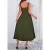 imageBTFBM Elegant Cocktail Dresses for Women 2026 Summer Square Neck Sleeveless A Line Formal Wedding Guest Party Maxi DressArmy Green