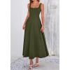 imageBTFBM Elegant Cocktail Dresses for Women 2026 Summer Square Neck Sleeveless A Line Formal Wedding Guest Party Maxi DressArmy Green