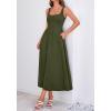 imageBTFBM Elegant Cocktail Dresses for Women 2026 Summer Square Neck Sleeveless A Line Formal Wedding Guest Party Maxi DressArmy Green