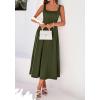 imageBTFBM Elegant Cocktail Dresses for Women 2026 Summer Square Neck Sleeveless A Line Formal Wedding Guest Party Maxi DressArmy Green