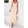 imageBTFBM Elegant Cocktail Dresses for Women 2026 Summer Square Neck Sleeveless A Line Formal Wedding Guest Party Maxi DressBeige