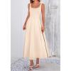 imageBTFBM Elegant Cocktail Dresses for Women 2026 Summer Square Neck Sleeveless A Line Formal Wedding Guest Party Maxi DressBeige