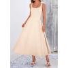 imageBTFBM Elegant Cocktail Dresses for Women 2026 Summer Square Neck Sleeveless A Line Formal Wedding Guest Party Maxi DressBeige