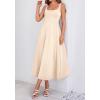 imageBTFBM Elegant Cocktail Dresses for Women 2026 Summer Square Neck Sleeveless A Line Formal Wedding Guest Party Maxi DressBeige