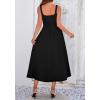 imageBTFBM Elegant Cocktail Dresses for Women 2026 Summer Square Neck Sleeveless A Line Formal Wedding Guest Party Maxi DressBlack