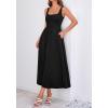 imageBTFBM Elegant Cocktail Dresses for Women 2026 Summer Square Neck Sleeveless A Line Formal Wedding Guest Party Maxi DressBlack