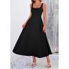 imageBTFBM Elegant Cocktail Dresses for Women 2026 Summer Square Neck Sleeveless A Line Formal Wedding Guest Party Maxi DressBlack