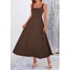 imageBTFBM Elegant Cocktail Dresses for Women 2026 Summer Square Neck Sleeveless A Line Formal Wedding Guest Party Maxi DressBrown