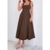 imageBTFBM Elegant Cocktail Dresses for Women 2026 Summer Square Neck Sleeveless A Line Formal Wedding Guest Party Maxi DressBrown