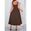 imageBTFBM Elegant Cocktail Dresses for Women 2026 Summer Square Neck Sleeveless A Line Formal Wedding Guest Party Maxi DressBrown