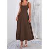 imageBTFBM Elegant Cocktail Dresses for Women 2026 Summer Square Neck Sleeveless A Line Formal Wedding Guest Party Maxi DressBrown