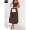 imageBTFBM Elegant Cocktail Dresses for Women 2026 Summer Square Neck Sleeveless A Line Formal Wedding Guest Party Maxi DressBrown