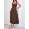 imageBTFBM Elegant Cocktail Dresses for Women 2026 Summer Square Neck Sleeveless A Line Formal Wedding Guest Party Maxi DressBrown