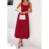 imageBTFBM Elegant Cocktail Dresses for Women 2026 Summer Square Neck Sleeveless A Line Formal Wedding Guest Party Maxi DressBurgundy