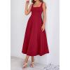imageBTFBM Elegant Cocktail Dresses for Women 2026 Summer Square Neck Sleeveless A Line Formal Wedding Guest Party Maxi DressBurgundy