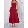 imageBTFBM Elegant Cocktail Dresses for Women 2026 Summer Square Neck Sleeveless A Line Formal Wedding Guest Party Maxi DressBurgundy