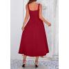 imageBTFBM Elegant Cocktail Dresses for Women 2026 Summer Square Neck Sleeveless A Line Formal Wedding Guest Party Maxi DressBurgundy