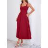 imageBTFBM Elegant Cocktail Dresses for Women 2026 Summer Square Neck Sleeveless A Line Formal Wedding Guest Party Maxi DressBurgundy