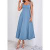 imageBTFBM Elegant Cocktail Dresses for Women 2026 Summer Square Neck Sleeveless A Line Formal Wedding Guest Party Maxi DressDusty Blue