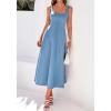 imageBTFBM Elegant Cocktail Dresses for Women 2026 Summer Square Neck Sleeveless A Line Formal Wedding Guest Party Maxi DressDusty Blue
