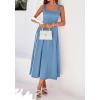 imageBTFBM Elegant Cocktail Dresses for Women 2026 Summer Square Neck Sleeveless A Line Formal Wedding Guest Party Maxi DressDusty Blue